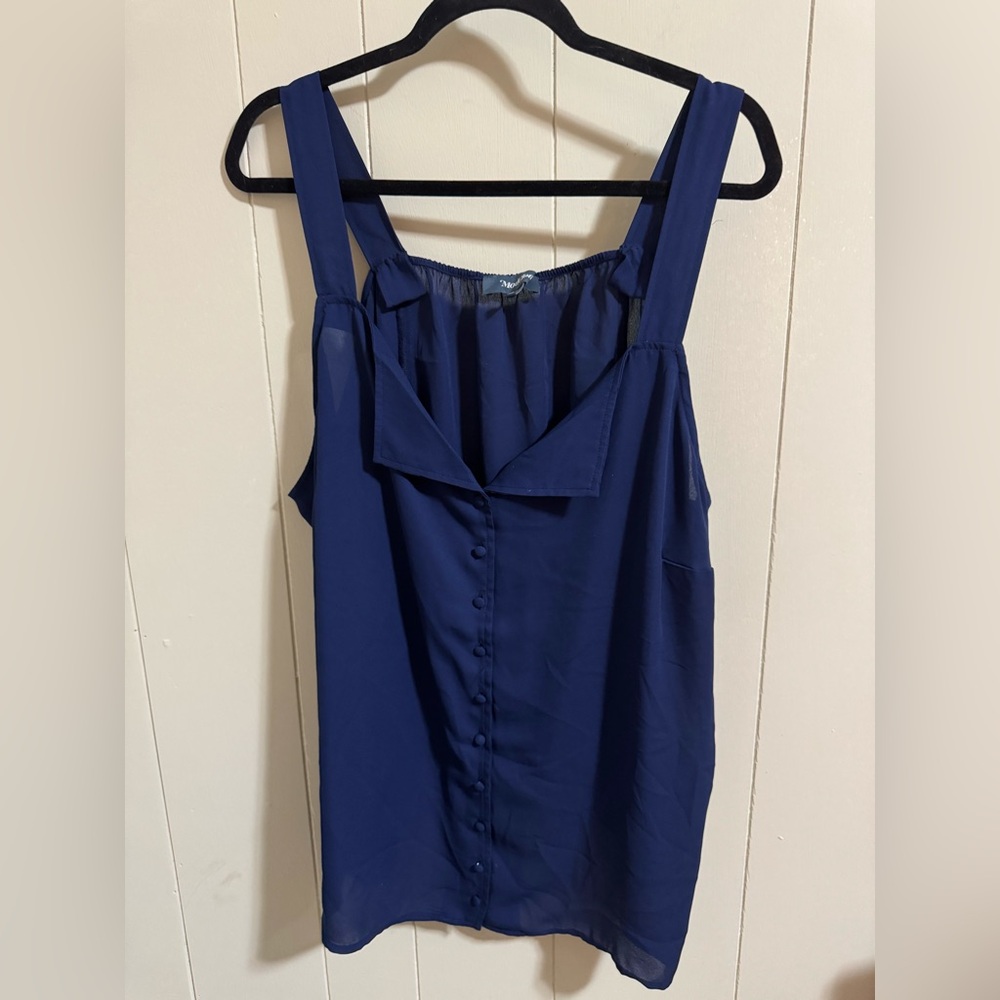 ModCloth 3x 22/24 navy blue vintage retro button collar cami blouse tank
